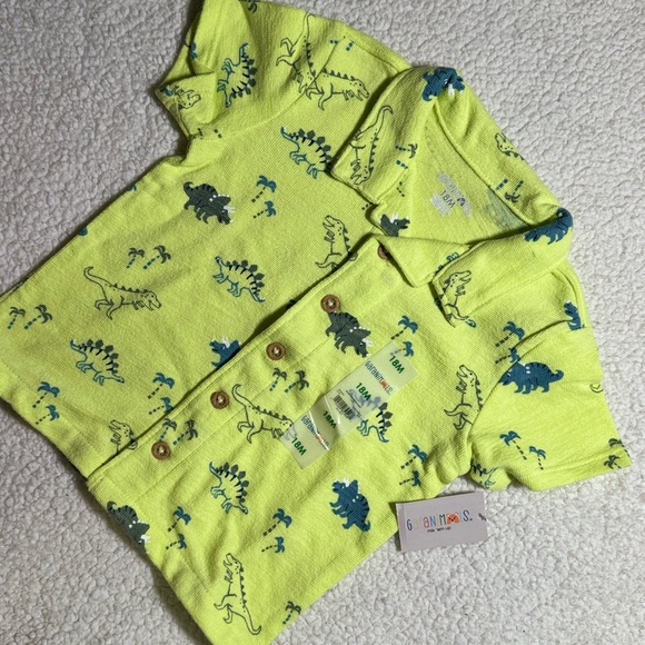 Animal Other - Animal Kids Lime Dinosaur Button-Up Shirt